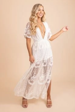 Wholesale Fashion Trends The Big Day Lace Romper Maxi Dress