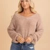 Miracle This Is My Happy Place Distressed Knit Sweater