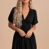 Le Lis Heart Skips A Beat Puff Sleeve Mini Dress - Black