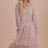 In Loom What We're Made Of Floral Long Sleeve Dress - Pink