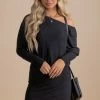 Capella Time Stands Still Off Shoulder Mini Dress - Black