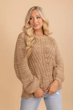 Wholesale Fashion Trends Sit By The Fire Brown Knit Sweater
