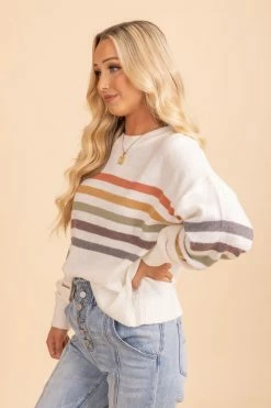 Be Cool Sweater Weather Striped Knit Sweater - Off White -Bella Ella Sales 3 8e099ec2 c493 4b99 94e6 6ebd765e77c2 5000x