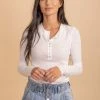 Zenana It's The Simple Things Waffle Knit Buttoned Top