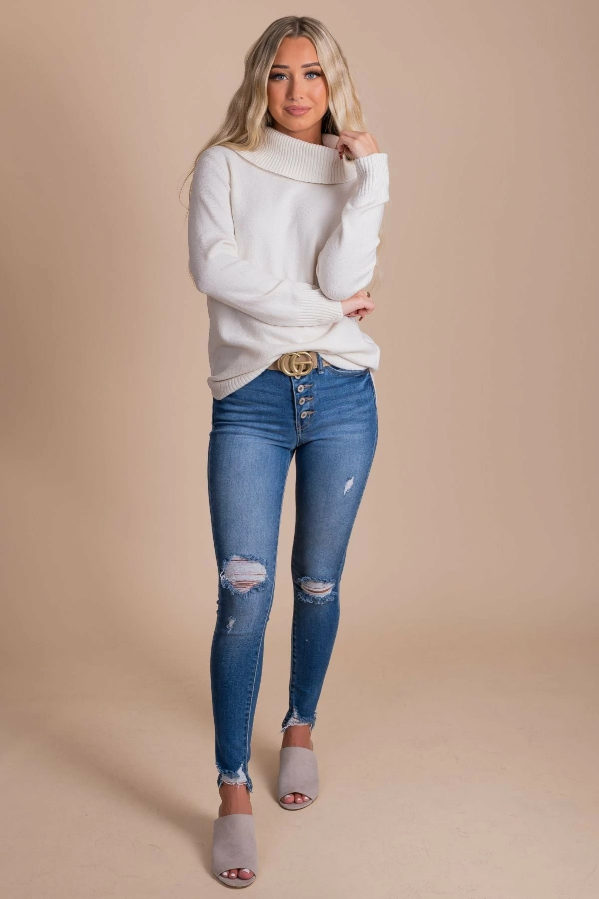 SOB Clothing All Cozy Cowl Neck Sweater - Off White 4 SOB Clothing All Cozy Cowl Neck Sweater - Off White - Image 4