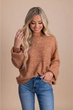 Zenana All The Right Things Balloon Sleeve Sweater - Orange
