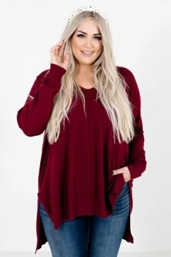 Bella Ella Boutique Anything Can Happen Burgundy Sweater