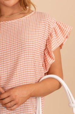 7th Ray Apple Of My Eye Gingham Top -Bella Ella Sales AppleOfMyEyeGinghamTop Detail 5000x