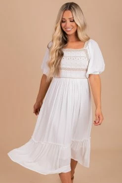 In Loom Romantic Muse Embroidered Midi Dress - White