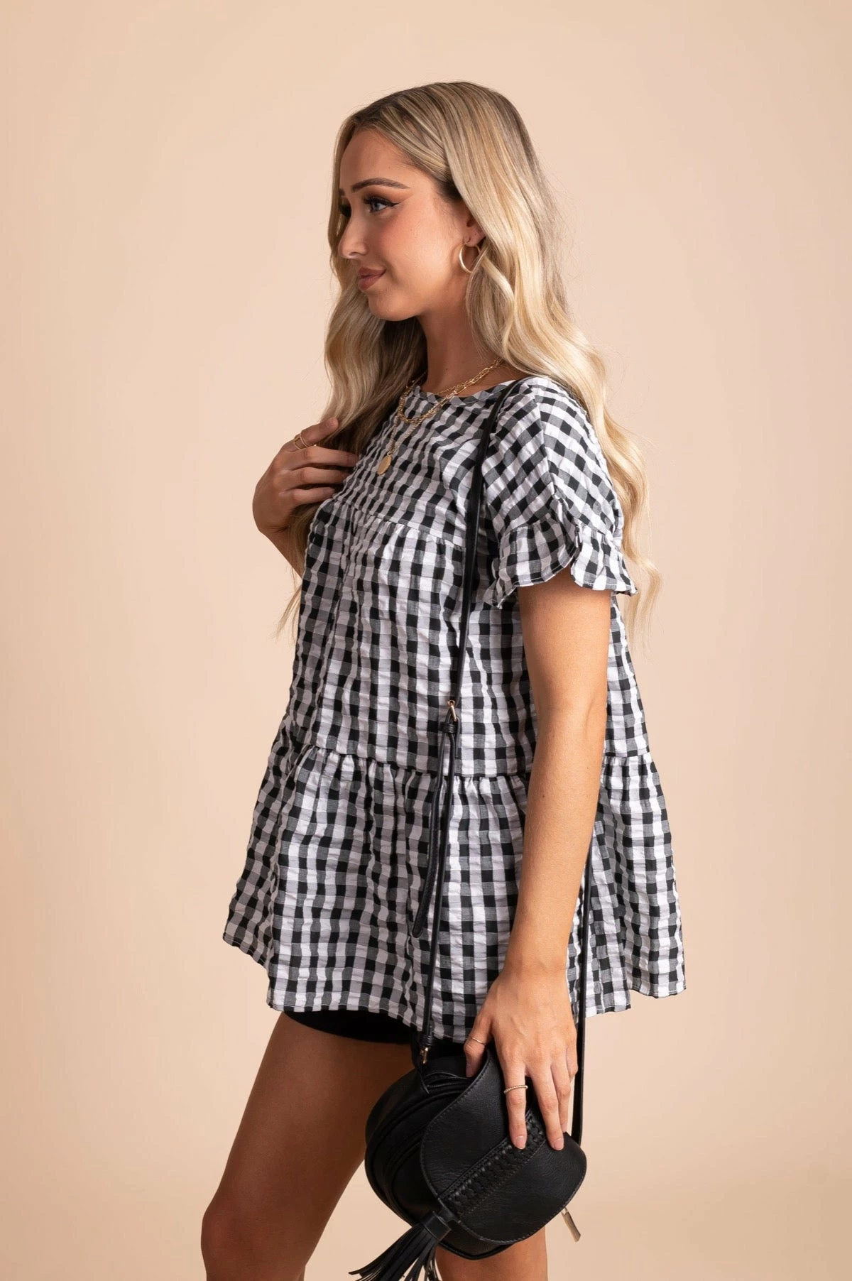 2 Hearts Be Unforgettable Gingham Peplum Top 5 2 Hearts Be Unforgettable Gingham Peplum Top - Image 5