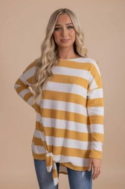 Bella Ella Boutique Oh So Sweet Mustard Striped Top