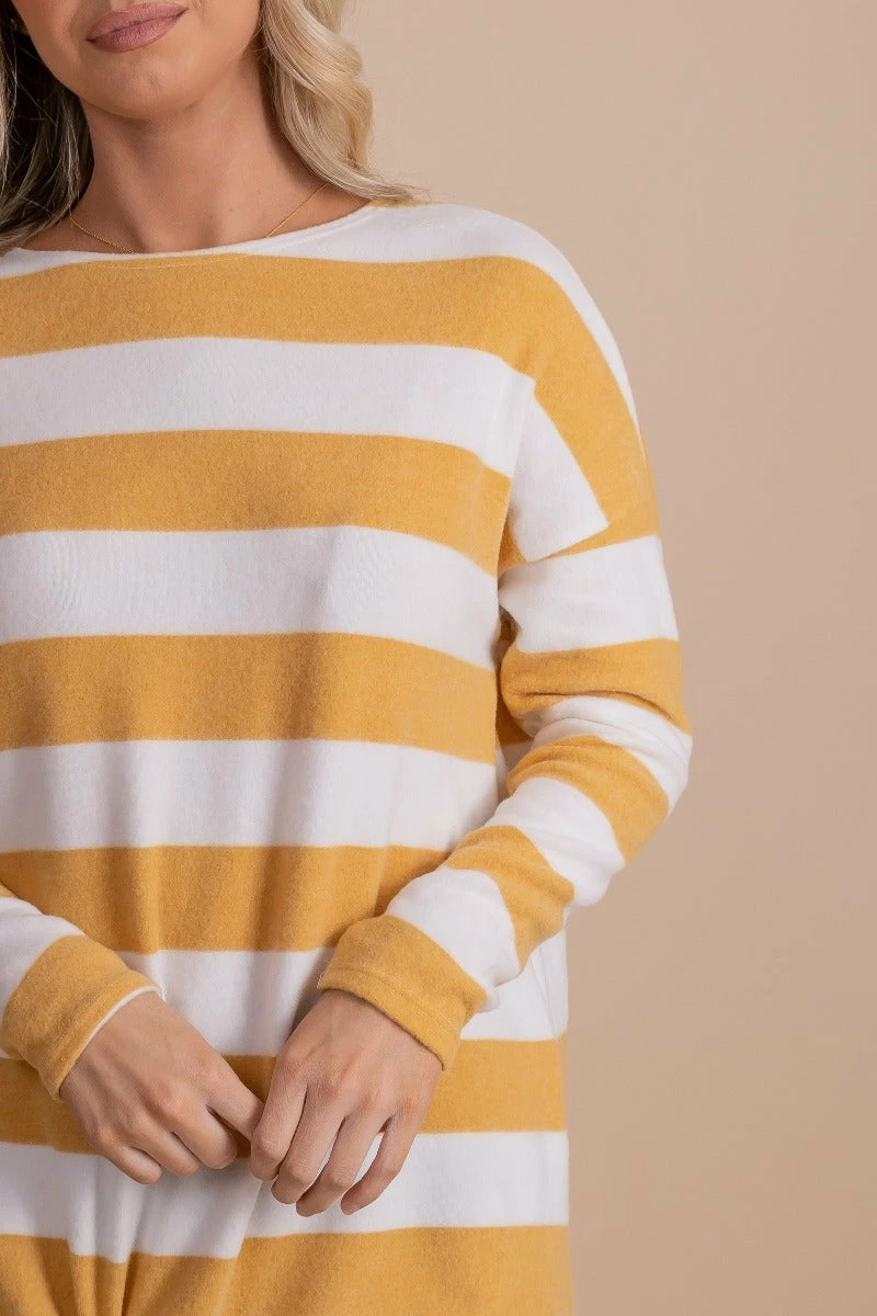 Bella Ella Boutique Oh So Sweet Mustard Striped Top 3 Bella Ella Boutique Oh So Sweet Mustard Striped Top - Image 3