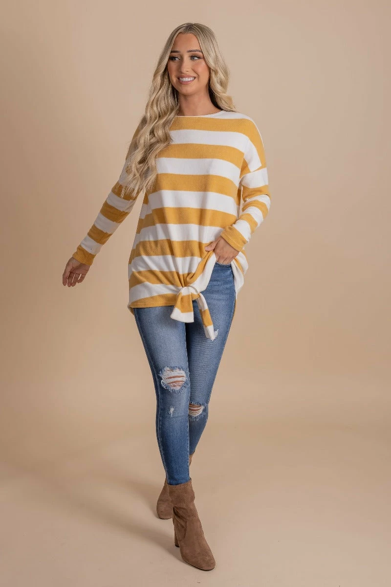 Bella Ella Boutique Oh So Sweet Mustard Striped Top 4 Bella Ella Boutique Oh So Sweet Mustard Striped Top - Image 4