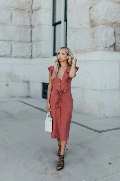 Bella Ella Boutique Break The Rules Orange Striped Midi Dress -Bella Ella Sales BELLA ELLA 7.15.19 1826 1 5000x