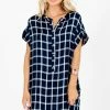 Bella Ella Boutique Back To School Navy Plaid Mini Dress