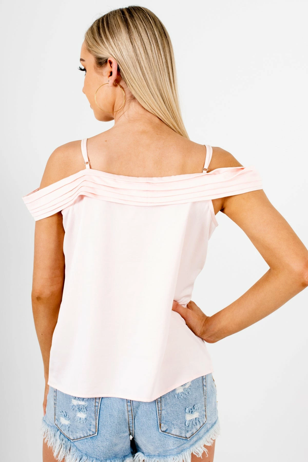 Bella Ella Boutique Bashful Babe Pink Cold Shoulder Top 2 Bella Ella Boutique Bashful Babe Pink Cold Shoulder Top - Image 2