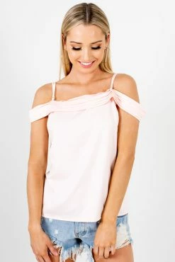 Bella Ella Boutique Bashful Babe Pink Cold Shoulder Top