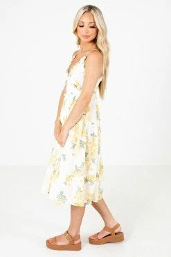 Blu Pepper Be Happier Cream Floral Midi Dress -Bella Ella Sales Be Happier White Dress Side 5000x