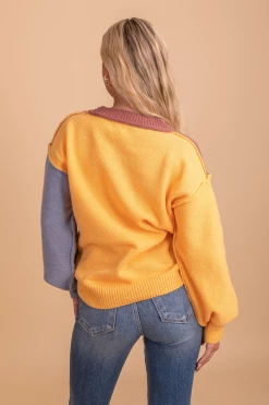 Bibi Be Anything Color Block Sweater -Bella Ella Sales BeAnythingColorBlockSweater Back 5000x
