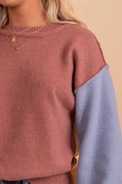 Bibi Be Anything Color Block Sweater -Bella Ella Sales BeAnythingColorBlockSweater Detail 5000x