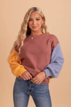 Bibi Be Anything Color Block Sweater -Bella Ella Sales BeAnythingColorBlockSweater Front 5000x