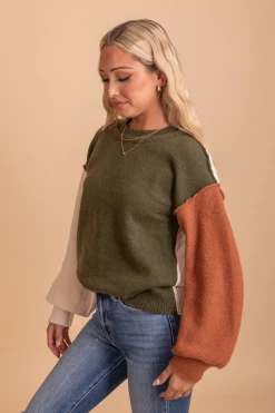 Bibi Be Anything Color Block Sweater -Bella Ella Sales BeAnythingColorBlockSweater SideGreen 5000x