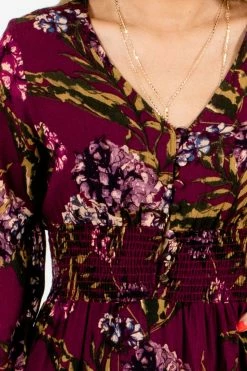 Bella Ella Boutique Beat Of My Heart Purple Floral Mini Dress -Bella Ella Sales Beat of My Heart Purple Mini Dress Detail 5000x