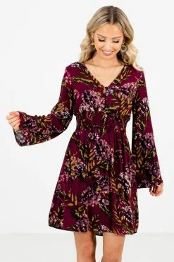 Bella Ella Boutique Beat Of My Heart Purple Floral Mini Dress -Bella Ella Sales Beat of My Heart Purple Mini Dress Front 5000x