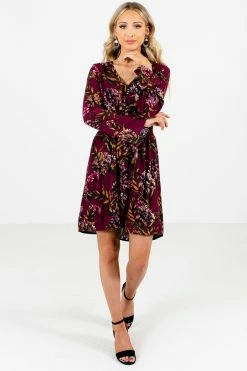 Bella Ella Boutique Beat Of My Heart Purple Floral Mini Dress -Bella Ella Sales Beat of My Heart Purple Mini Dress Full Front2 5000x