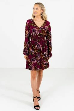 Bella Ella Boutique Beat Of My Heart Purple Floral Mini Dress -Bella Ella Sales Beat of My Heart Purple Mini Dress Full Front 5000x
