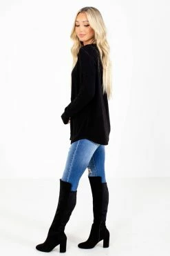 Active Basics Beautiful Girl Button-Up Top -Bella Ella Sales Beautiful Girl Black Top Side 5000x