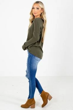 Active Basics Beautiful Girl Button-Up Top -Bella Ella Sales Beautiful Girl Green Top Side 5000x