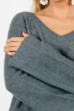 Bella Ella Boutique Believe In Yourself Green Sweater -Bella Ella Sales Believe in Yourself Green Sweater Detail 5000x