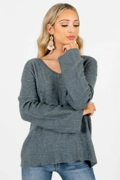 Bella Ella Boutique Believe In Yourself Green Sweater -Bella Ella Sales Believe in Yourself Green Sweater Front2 5000x