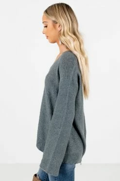 Bella Ella Boutique Believe In Yourself Green Sweater -Bella Ella Sales Believe in Yourself Green Sweater Side 5000x