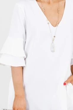 Wholesale Fashion Square Believe You Can White Mini Dress -Bella Ella Sales BelieveYouCanWhiteDressDetail 5000x