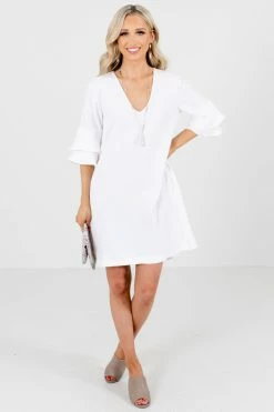 Wholesale Fashion Square Believe You Can White Mini Dress -Bella Ella Sales BelieveYouCanWhiteDressFullFront 5000x