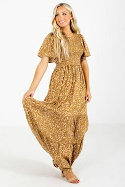 In Loom Bloom With Grace Mustard Floral Maxi Dress -Bella Ella Sales Bloom With Grace Mustard Dress Side 5000x