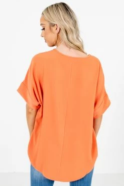 Zenana Born For This Short Sleeve Blouse -Bella Ella Sales BornforThisOrangeBlouseBack 5000x