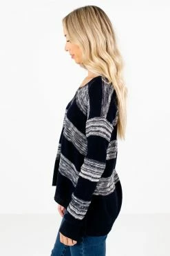 Bella Ella Boutique Brave The Storm Navy Striped Sweater -Bella Ella Sales Brave the Storm Navy Sweater Side 5000x