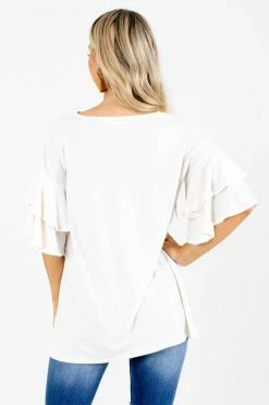 Zenana Build Your Dream Ruffle Top -Bella Ella Sales Build Your Dream Cream Top Back 5000x