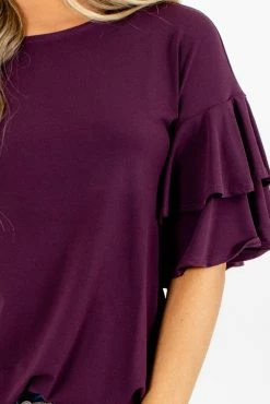 Zenana Build Your Dream Ruffle Top -Bella Ella Sales Build Your Dream Purple Top Detail 5000x