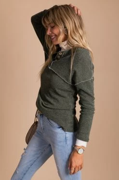 Haptics Scenic Views Marled Knit Sweater -Bella Ella Sales Button Front Long Sleeve Top 9 5000x