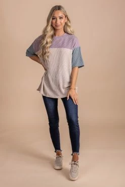 Tres Bien Casual Friday Ribbed Color Block Top -Bella Ella Sales CasualFridayRibbedColorBlockTopplumfull 5000x