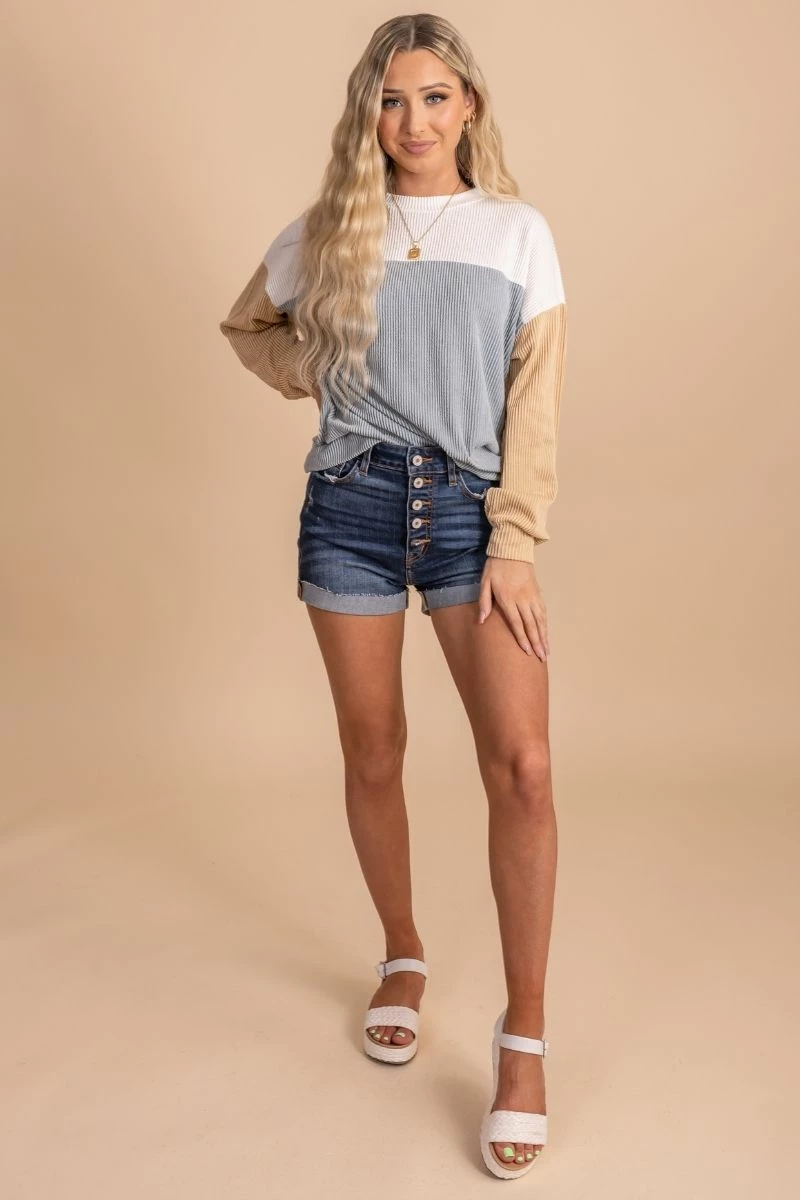 Tres Bien Casual Saturday Ribbed Color Block Top 1 Tres Bien Casual Saturday Ribbed Color Block Top