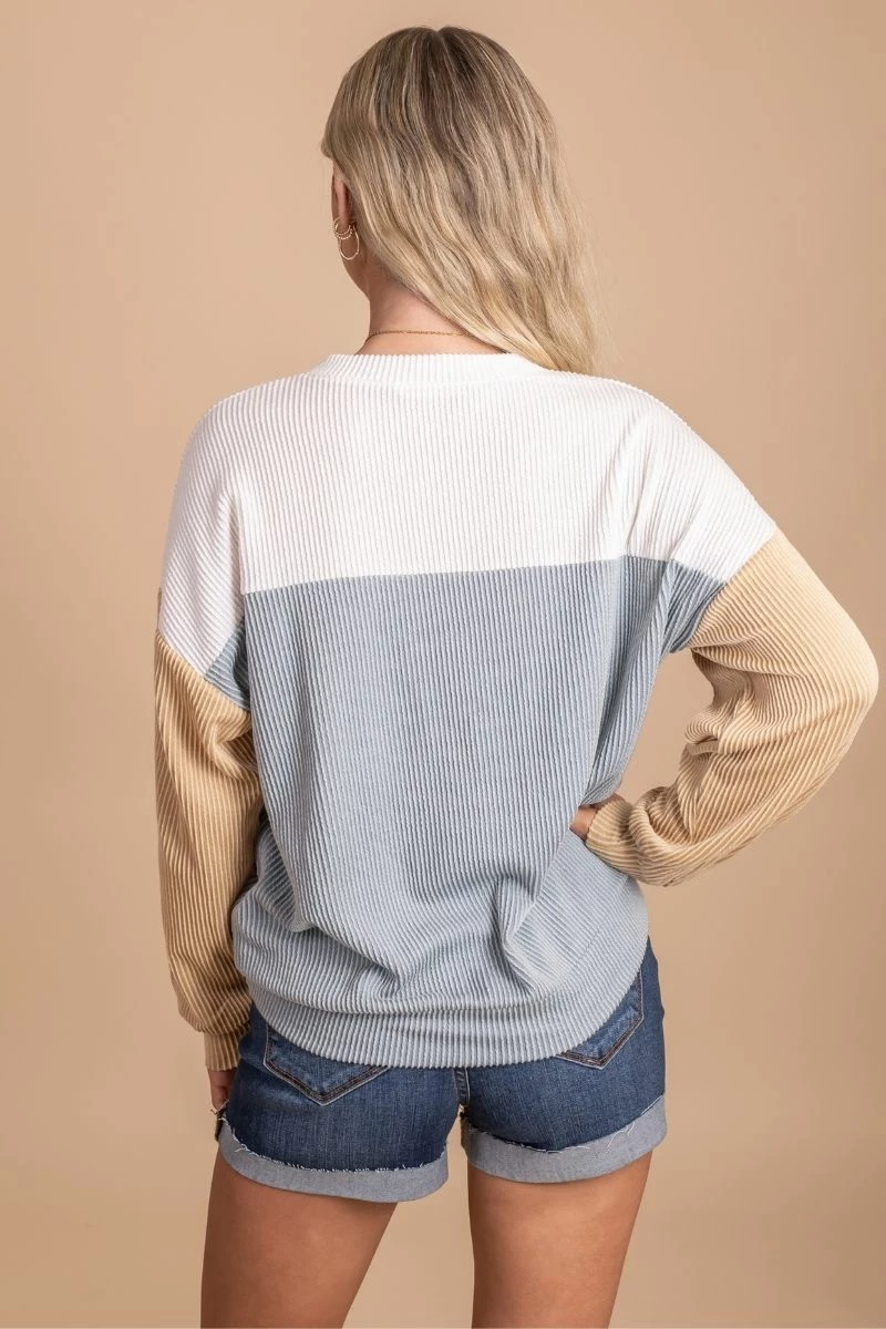 Tres Bien Casual Saturday Ribbed Color Block Top 2 Tres Bien Casual Saturday Ribbed Color Block Top - Image 2