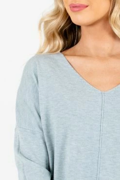 Bella Ella Boutique Choose Kindness Light Blue Sweater -Bella Ella Sales Choose Kindness Blue Sweater Detail 5000x