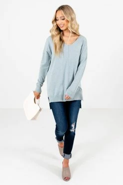 Bella Ella Boutique Choose Kindness Light Blue Sweater -Bella Ella Sales Choose Kindness Blue Sweater Full Front 5000x