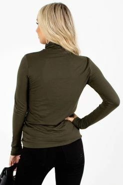 Zenana Clear Skies Turtleneck Top 62 Zenana Clear Skies Turtleneck Top -Bella Ella Sales Clear Skies Olive Top Back 5000x