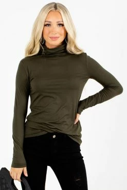 Zenana Clear Skies Turtleneck Top 61 Zenana Clear Skies Turtleneck Top -Bella Ella Sales Clear Skies Olive Top Front 5000x